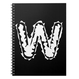 Creepy Monogram White on Black Notebook