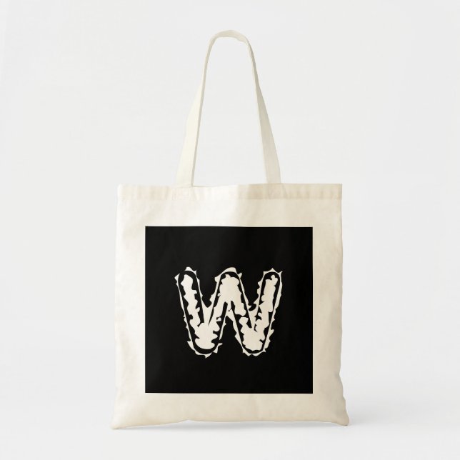 Creepy Monogram White on Black Tote Bag (Front)