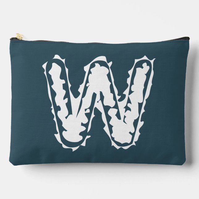 Creepy Monogram White on Blue Accessory Pouch (Front)
