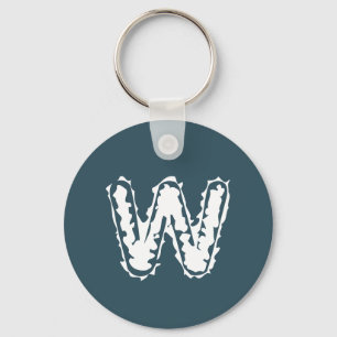 Creepy Monogram White on Blue Key Ring