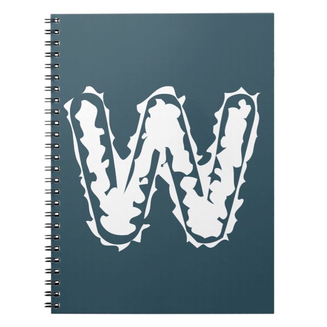 Creepy Monogram White on Blue Notebook (Front)