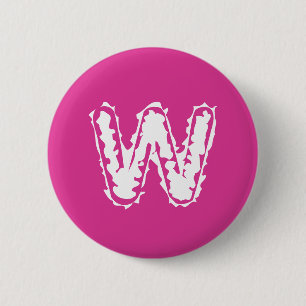 Creepy Monogram White on Pink 6 Cm Round Badge
