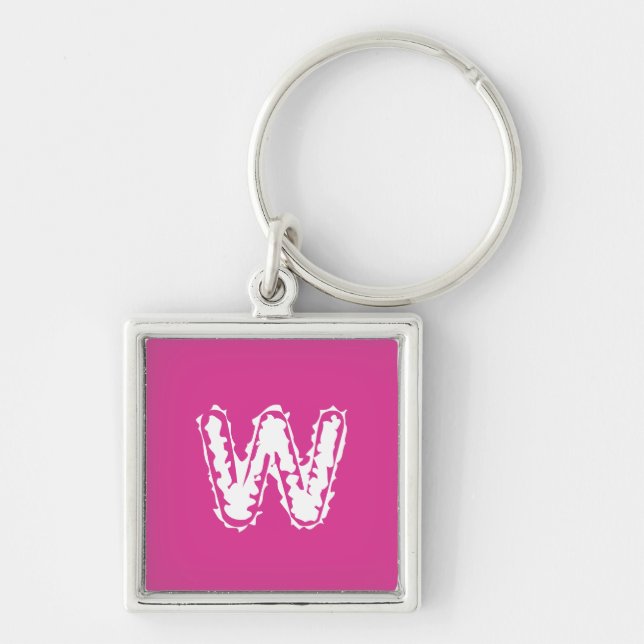 Creepy Monogram White on Pink Key Ring (Front)