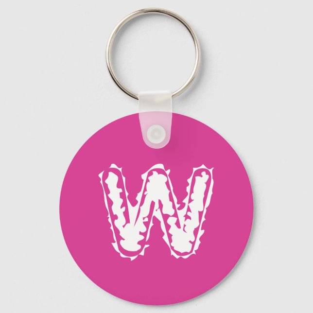 Creepy Monogram White on Pink Key Ring (Front)