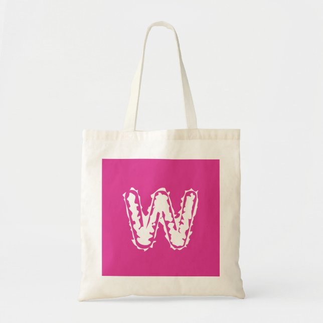 Creepy Monogram White on Pink Tote Bag (Front)