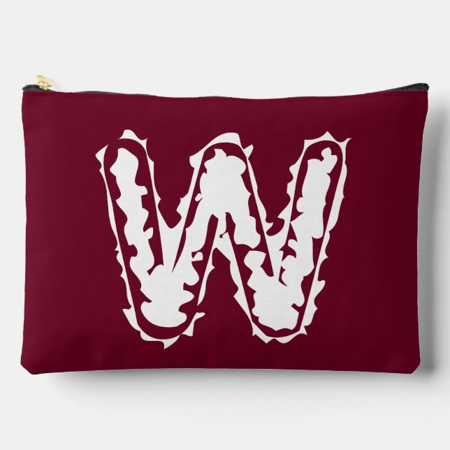 Creepy Monogram White on Red Accessory Pouch (Front)