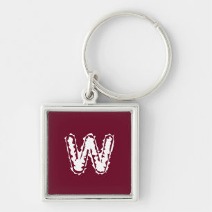Creepy Monogram White on Red Key Ring