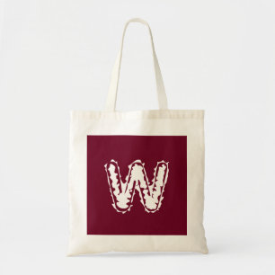 Creepy Monogram White on Red Tote Bag