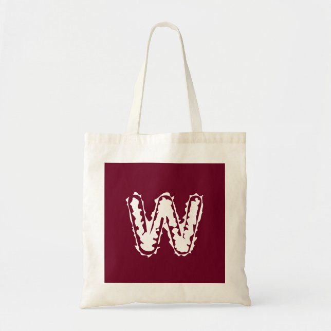 Creepy Monogram White on Red Tote Bag (Front)