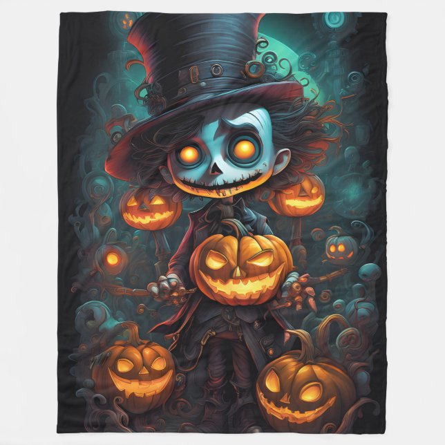 Creepy Monster Halloween  Fleece Blanket (Front)
