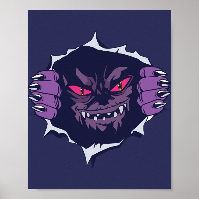 Creepy Monster Peeking Through Wall Hole Horror Poster (Front)