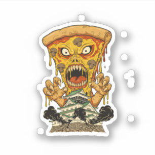 Creepy Monster Pizza Japan Castle Funny Foodie Art