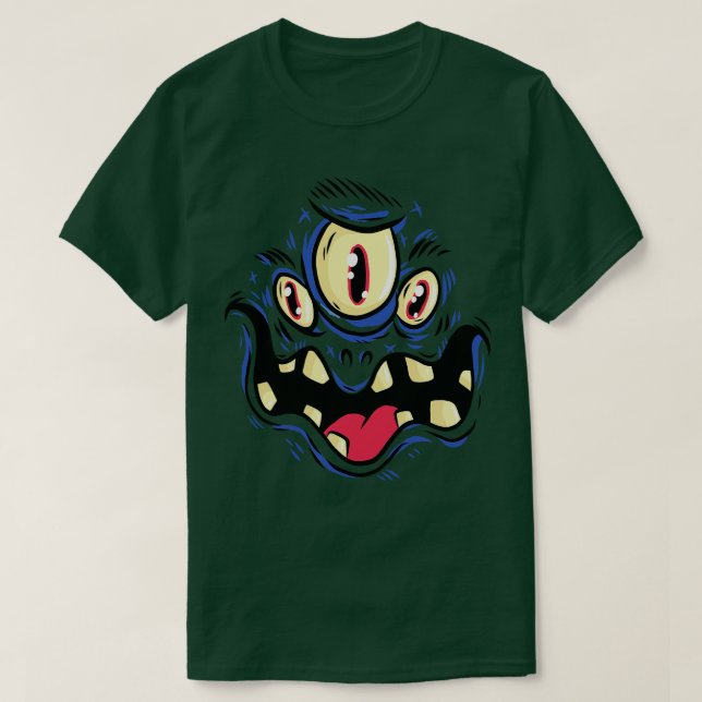 Creepy monster with three eyes T-Shirt (Design Front)