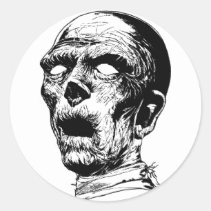 Creepy Mummy Zombie Monster horror Illustration Classic Round Sticker