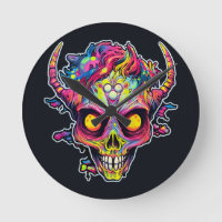 Creepy neon skull demon