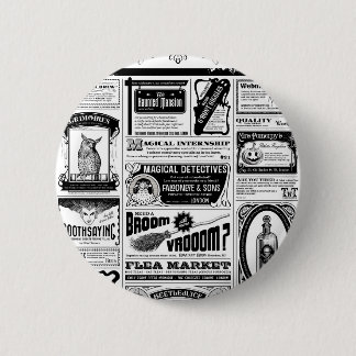 creepy newspaper 6 cm round badge