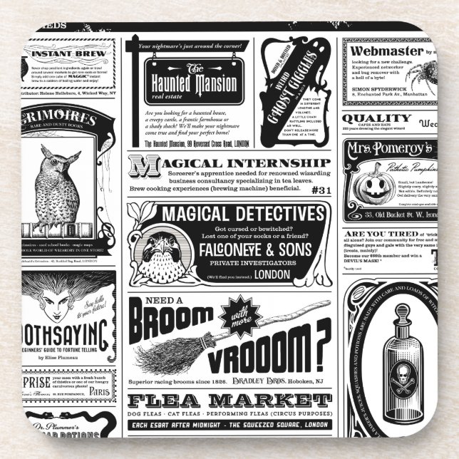 creepy newspaper coaster (Front)