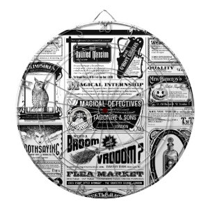 creepy newspaper dartboard