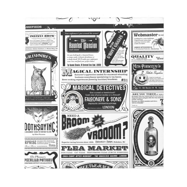 creepy newspaper notepad (Front)