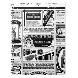 creepy newspaper spiral notebook