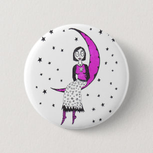 Creepy over the moon and stars 6 cm round badge
