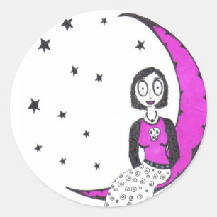 Creepy Over the Moon Classic Round Sticker