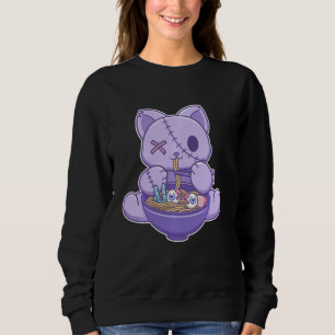 Creepy Pastel Goth Cat Eating Halloween Ramen Nood Sweatshirt