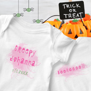 Creepy Pink Smoke Halloween Baby Bodysuit