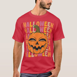 Creepy Pumpkin 70s 80s Retro Vintage Style Hallowe T-Shirt