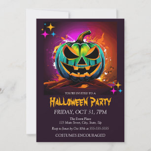 Creepy Pumpkin Costume Halloween Party Invitation