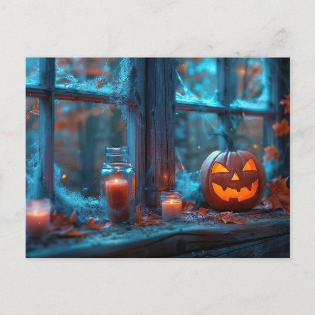 creepy pumpkin Halloween greeting card (Front)