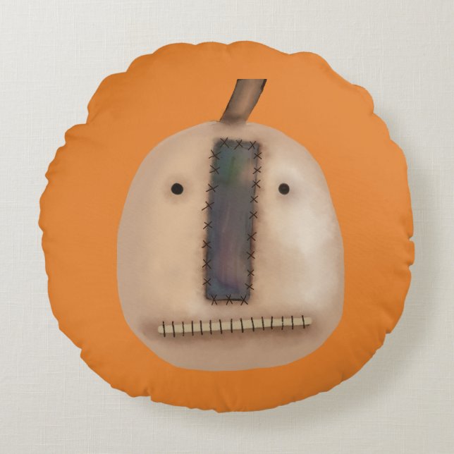 Creepy Pumpkin | Halloween Round Cushion (Front)