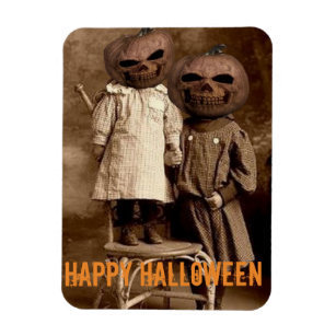 Creepy Pumpkin Head Kids Halloween Magnet
