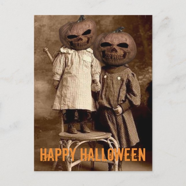 Creepy Pumpkin Head Kids Halloween  Postcard (Front)
