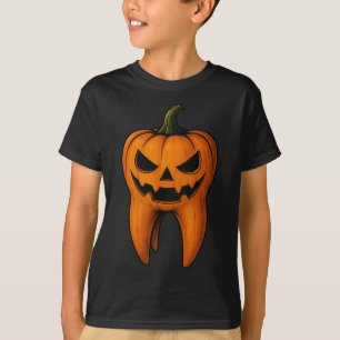 Creepy Pumpkin Tooth Spooky Halloween Dentistry T-Shirt
