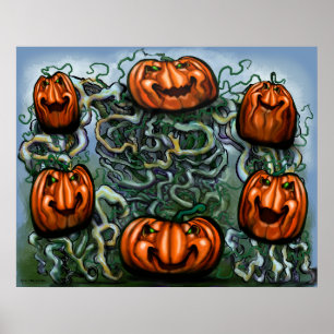 Creepy Pumpkin Vines Poster