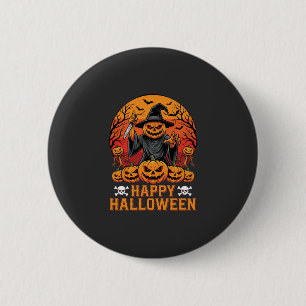 Creepy Pumpkin Witch Happy Halloween Vector Design 6 Cm Round Badge