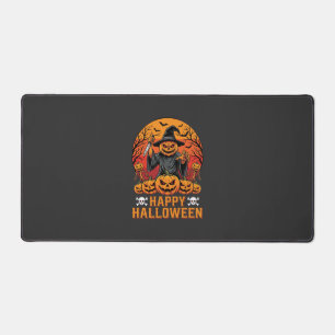 Creepy Pumpkin Witch Happy Halloween Vector Design Desk Mat