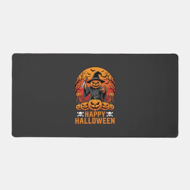 Creepy Pumpkin Witch Happy Halloween Vector Design Desk Mat (Front)
