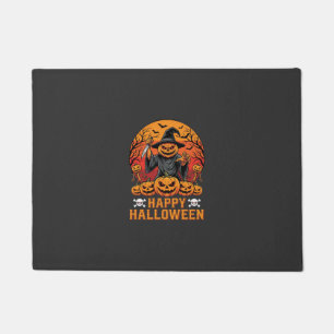 Creepy Pumpkin Witch Happy Halloween Vector Design Doormat