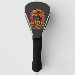 Creepy Pumpkin Witch Happy Halloween Vector Design Golf Head Cover