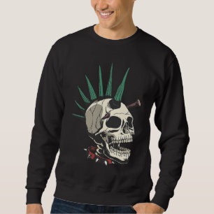 Creepy Punk Skeleton With Stake In Skull Sweatshirt