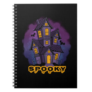 Creepy Purple Mansion Spooky Haunted House Notebook