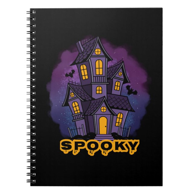 Creepy Purple Mansion Spooky Haunted House Notebook (Front)