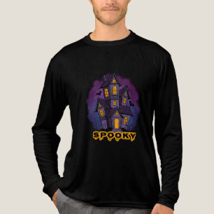 Creepy Purple Mansion Spooky Haunted House Tri-Blend Shirt