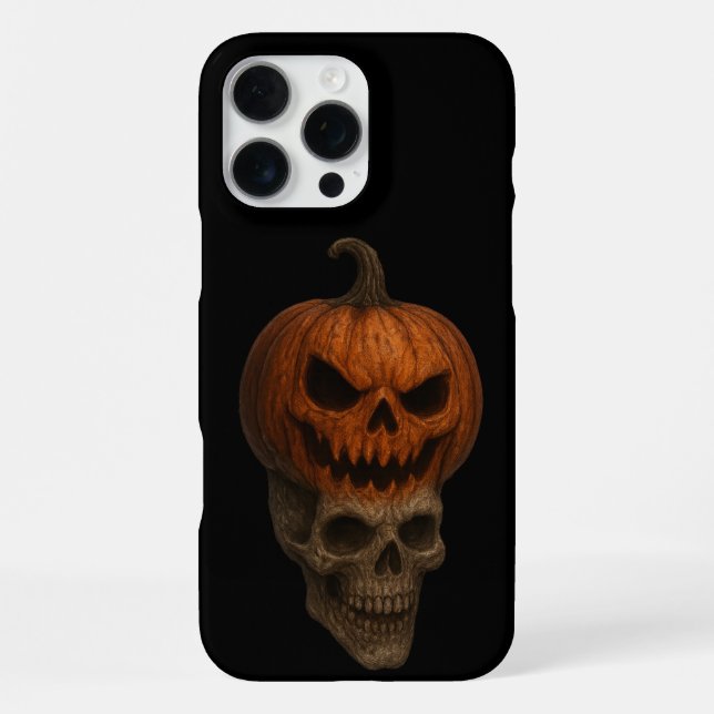  Creepy Realistic Halloween Pumpkin Skull Sticker iPhone Case (Back)