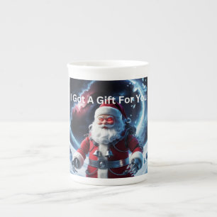 creepy Robot Santa Bone China Mug