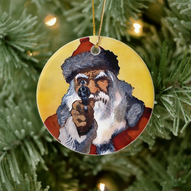 Creepy Santa Ceramic Christmas Ornament (Tree)