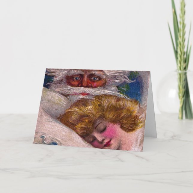Creepy Santa Claus Pretty Woman Christmas Holiday Card (Front)