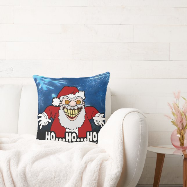 Creepy Santa Claus Screwball Graphics HOHOHO Cushion (Couch)